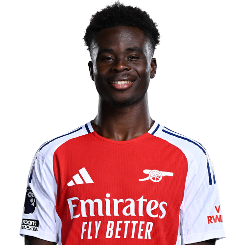Bukayo Saka in an Arsenal shirt