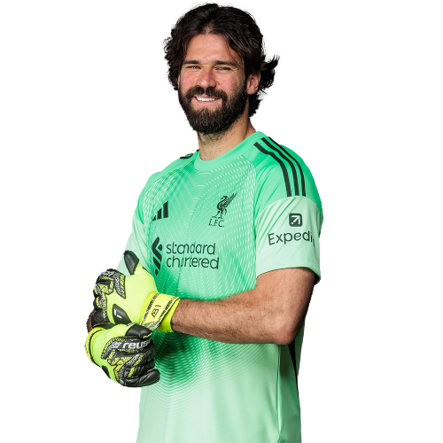 Alisson Becker in a Brazil shirt