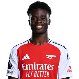 Bukayo Saka in an Arsenal shirt